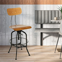 Tabouret de bar industriel à hauteur réglable, chaise de bar pivotante à 360 degrés avec dossier réglable pour café, restaurant, bar