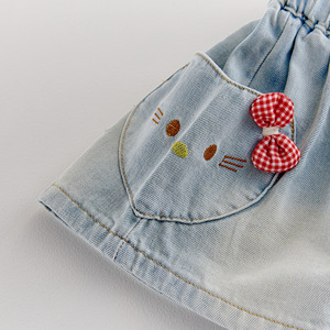Nuovi Arrivi all'Ingrosso: Shorts in Denim di Cotone per Bambine con Motivi Cartoon e Fiocco, <span class=keywords><strong>Pantaloncini</strong></span> Trendy per Bambini - Product Image 3
