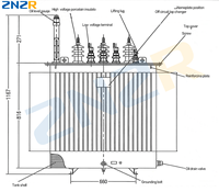 Transformateur immergé dans l'huile triphasé monté sur poteau 50-630 kVA, 11-33 kV vers 380-415 V pour projets EPC d'entreprises publicitaires, 50/60 Hz, 200 kVA, 11 kV
