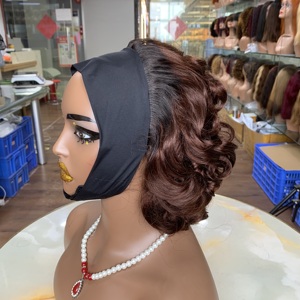 Pelucas de Cabello Humano 100% Real con Diadema, Estilo Corto y Voluminoso, Venta al Por Mayor - Product Image 1