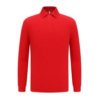 Polo à manches longues en coton 220G, couleur unie, col rabattu, broderie personnalisée avec logo OEM, prix d'usine