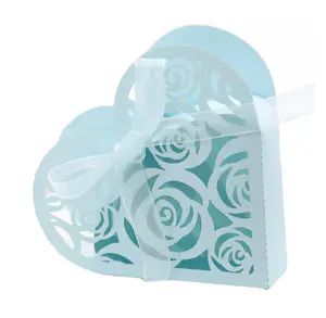 Boîte à bonbons creuse en forme de cœur pour décoration de mariage, coffret cadeau en chocolat Rose pour fourniture de fête de mariage