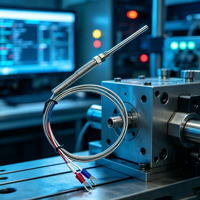 Sonde de température industrielle en acier inoxydable avec câble tressé métallique et connecteur terminal
