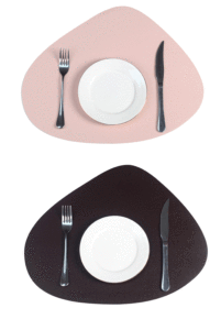 Napperons de table en cuir PU au design moderne, imperméables, réutilisables, de forme irrégulière, antidérapants, isolants, 43x34cm, épaisseur 2mm, marque YY - Product Image 4