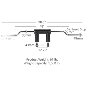 Barra de Sentadillas Curva con Almohadillas de Seguridad para Hombros y Brazos, Agarre Reforzado de 38mm, Fundas de 2 Pulgadas, Capacidad de 1500 LB, Barra de Sentadillas de Seguridad Apilable - Product Image 3