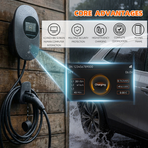 Nouvelle borne de recharge murale intelligente pour véhicules électriques <span class=keywords><strong>7kW</strong></span> 11kW 22kW Type 2 Câble 5M Station de recharge domestique AC Carte RFID pour connexion Wi-Fi - Product Image 2