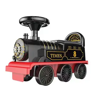 新设计复古版轨道充电电动迷你儿童乘坐复古火车玩具套装乘坐带动力电池的火车