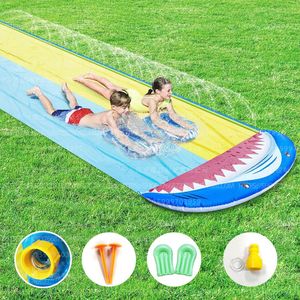 Hc Inflatable Shark Water Slide 100-500kg Spray Water For Children Outdoor Play - Product Image 1