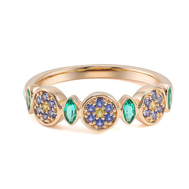 แหวนหินสังเคราะห์สีโรสโกลด์ 14K