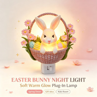 Osterhase Quadratischer Mittelgroßer Harzkorb 2026 Neuerscheinung Heim-Feiertagsgeschenke Nachtlicht LED-Stecker Kippschalter Wanddekoration