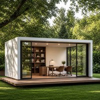 Studio de jardin et espace de travail en acier léger préfabriqué modulaire contemporain