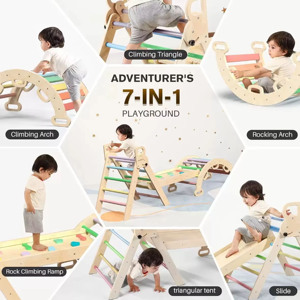 Muro de Escalada Montessori, Estructura de Madera en Forma de A, Escalera de Escalada, Juego Suave, Ecológico, Forma Geométrica Moderna para Niños de 2 a 6 Años - Product Image 6