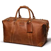 Вместительная сумка для путешествий, кожаные сумки, Натуральная отделка, большая сумка для путешествий, вещевая сумка с отделением для обуви