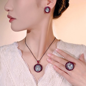 Fashion Jewelry Eco-friendly Copper Black Gold Plated 18*20mm White Zircon Multi <b>Colour</b> Pendant <b>Set</b> for Banquet - Product Image 6