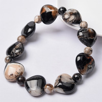 JOYFFO Nouveau Bracelet Cœur en Agate Fleur de Cerisier Noire Naturelle en Gros pour la Fabrication de Bijoux et Cadeaux