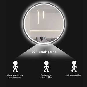 <span class=keywords><strong>Miroir</strong></span> de salle de bain rond à LED avec cadre <span class=keywords><strong>noir</strong></span>, <span class=keywords><strong>miroir</strong></span> de maquillage mural rétroéclairé à commande tactile - Product Image 3