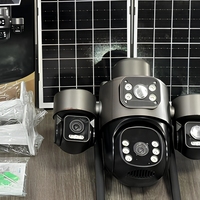 Caméra solaire AOV V760 4 objectifs 8MP 4G, zoom numérique 12X, détection humanoïde par IA, enregistrement 24h/24 et 7j/7, caméra de sécurité extérieure HE