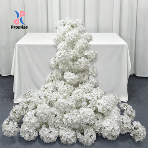 Pure White <b>Hydrangea</b> Trailing Floor <b>Flower</b> <b>Artificial</b> Floral Arrangement for Wedding Aisle & Welcome Sign - Product Image 1