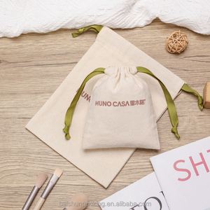 Custom Printed Organic Cotton Drawstring Pouch Recyclable Calico Muslin Velvet <b>Bag</b> Small Promotional Hair Accessories Gift <b>Bag</b> - Product Image 6
