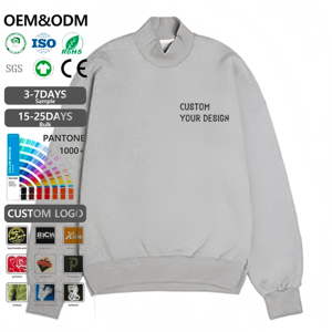 Felpe da <span class=keywords><strong>Uomo</strong></span> con Collo Alto Stile Lusso Discreto, Stampa Personalizzata, Logo Ricamato, Grafica, Orlo Diviso, Vestibilità <span class=keywords><strong>Aderente</strong></span>, del Produttore - Product Image 1