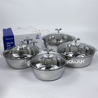 Vente en gros ensemble de cuisinière multifonctionnel en acier inoxydable articles de cuisine avec couvercle pour cuisinière à gaz pour la cuisson