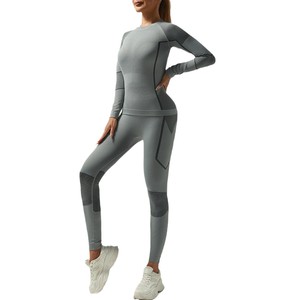 Ensemble de sous-vêtements thermiques sans couture pour femmes, chauds et très élastiques, avec haut à manches longues et leggings, idéal pour le ski et les sports d'hiver en extérieur - Product Image 6