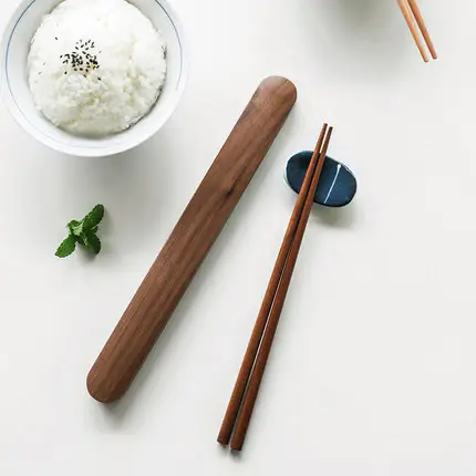 Custom Mini Travel Chopstick Box Draagbare Puur Hout Eetstokjes Met Case