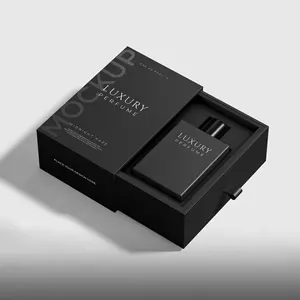 カスタムロゴ再利用可能な黒の高級香水箱包装ギフト引き出しボックス香水瓶100ml
