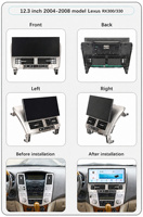 Lecteur DVD de voiture 12,3 pouces, écran tactile Android Auto, navigation GPS, Carplay, plug and play pour Lexus 2004-2008 RX330 RX300