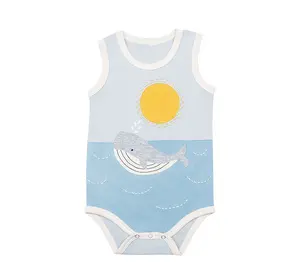 Baby Cute Cute Print pagliaccetto New Born Baby clothes ragazze senza maniche Patchwork Design tuta manica corta per l'estate