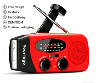 Radio AM/FM électronique légère à manivelle solaire, nouvelle arrivée, 2000 mAh, type C, pour survie