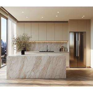 Sang Trọng Hiện Đại Tùy Chỉnh Thiết Kế Tích Hợp Tủ Bếp Thiết Lập Khung Gỗ Rắn Thạch Anh Bề Mặt Không Gỉ Melamine Hội Đồng Quản Trị Cho Biệt Thự - Product Image 2