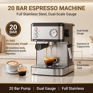Macchina per Caffè Espresso Elegante con Logo Personalizzato, Valvola di Sicurezza, Rilascio Automatico, Vassoio Raccogligocce Rimovibile, Facile da Pulire, per Casa e Cucina - Product Image 2