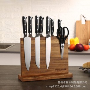Portacuchillos de madera de doble cara para cocina, soporte magnético de madera maciza para cuchillos de chef, estante para cuchillos - Product Image 3