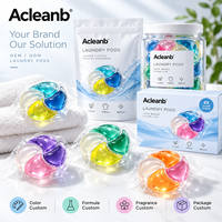 Capsules de lessive écologiques jetables à quatre compartiments pour vêtements, marque privée, avec emballage personnalisé