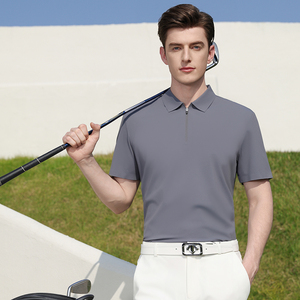 เสื้อกอล์ฟแขนสั้นผู้ชาย ผ้าไนลอนแห้งเร็ว ต้านเชื้อแบคทีเรีย 7A คุณภาพสูง ปักลายอย่างดี ทอแบบถัก ทึบเนื้อผ้า ใส่สบาย - Product Image 1