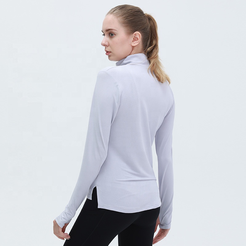 Lady Yoga Sportswear Breathable 1/4 Half Zipper Collar Long Sleeve Shirts