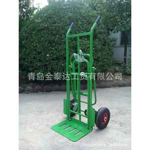 Folding Handcart Heavy Duty Cargo <b>Trolley</b> <b>Four</b> <b>Wheel</b> Steel Industrial Warehouse Truck HT1824 Blue Single Layer Foldable - Product Image 2