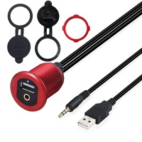 Prise USB AUX étanche avec LED, montage encastré, câble d'extension USB-C 3,5 mm, chargeur USB pour tableau de bord de voiture, coque en alliage d'aluminium