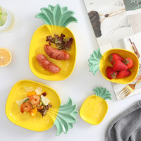Assiette en céramique en forme d'ananas classique nordique personnalisé maison petit déjeuner salade Dessert assiette de légumes assiette de repas mignonne