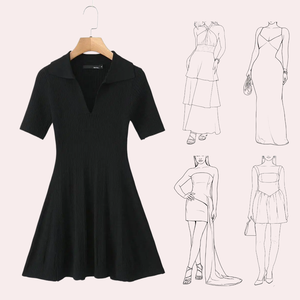 Mini-robe décontractée Y2K en dentelle léopard pour femme, couleur unie, tricotée, col rabattu, manches courtes, respirante, été, sans bretelles, coupe <span class=keywords><strong>Empire</strong></span> - Product Image 3