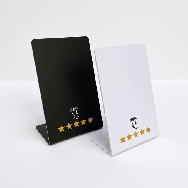 Hot Selling L Shape PVC/PET NFC RFID Waterproof Stand Table Top Display Sign Board Store Hotel Reception Desk Counter