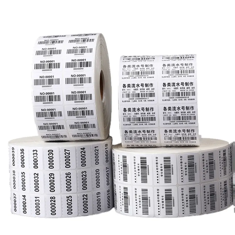 Logotipo Impresso Personalizado Impressão De Dados Variáveis Número De Série Código De Barras Etiqueta Adesivos Número De Segurança Aleatório Qr Bar Code Sticker Roll