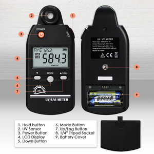 Medidor UV/UVI 0-5000 μW/cm², Sensor Digital Portátil para Pruebas de Laboratorio con Pantalla LCD y Alimentación por Batería AAA - Product Image 1