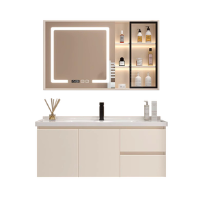 White bathroom cabinet beehive smart <b>mirror</b> cabinet white countertop washbasin hanging cabinet body - Product Image 4