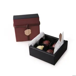 Cajas de trufa de chocolate roja de alto grado de diseño personalizado caja de empaquetado de chocolate hecha a mano para el día