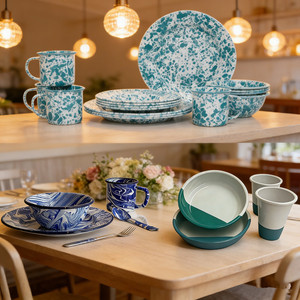 Bol <span class=keywords><strong>pour</strong></span> <span class=keywords><strong>chien</strong></span> de grande taille, écologique, fait main, en porcelaine blanche, <span class=keywords><strong>pour</strong></span> le camping, en métal émaillé, ensemble de bols - Product Image 4