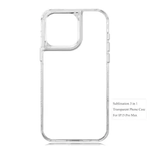 High Quality Transparent Blank Sublimation 2D 3in1 Anti-Shock Mobile Phone Case For IPhone 15/15 Pro/15 Pro Max/IP14 Pro/IPXR/11