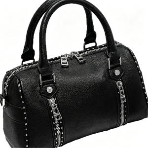 Sac à main portable en PU noir grain litchi, design moderne et personnalisé pour femme, vente en gros, durable et tridimensionnel - Product Image 4