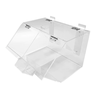 Distributeur de bonbons et aliments secs en acrylique transparent sur mesure à 2 compartiments avec support pour pelle, à suspendre sur panneau rainuré